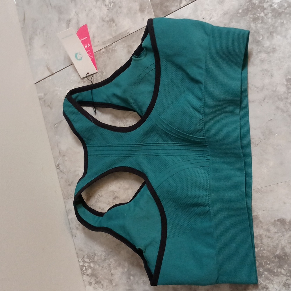 Women's Size XXXL High Impact Racerback Sports Bra Padded Green - Picture 8 of 11